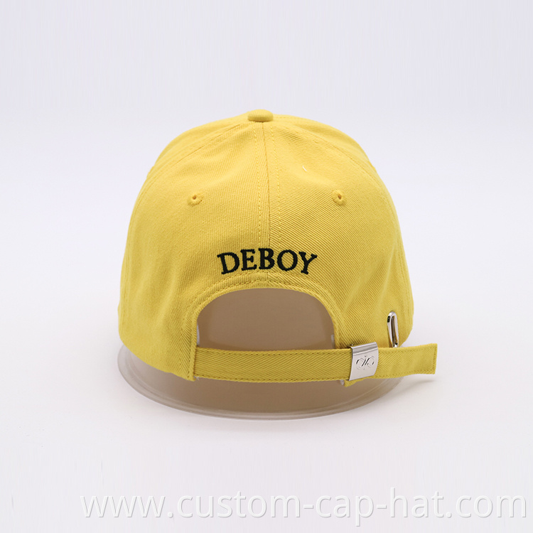 Hot sale metal buckle 6 panel baseball cap manufacturer 3D embroidery logo curved brim candy colors dad hat